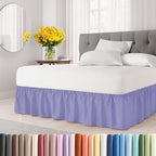 Wrap Around Dust Ruffle Bed Skirt - Lavender - for Queen Size Beds with 24 Inch Drop - Elastic Strap - Adjustable Pleated Bedskirt with Brushed Fabric and Wrinkle Free - for Women, Men, Kids & Teens