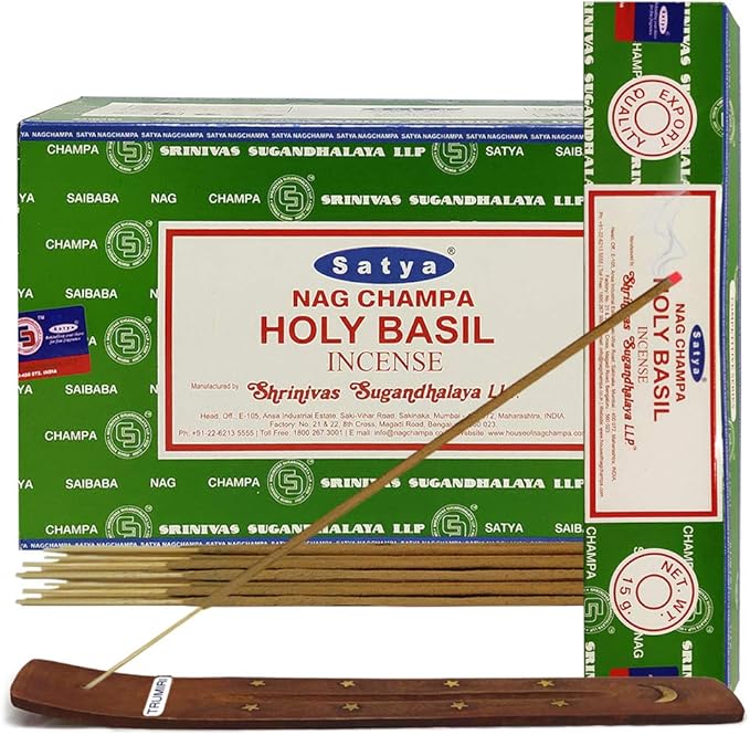 Holy Basil Incense Sticks and Incense Stick Holder Bundle Insence