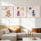 Charouse 3 Pieces Unframed Wall Decor Painting Christmas GIft Modern Bohemian Artistic Wall Art for Living Room Bedroom Art Studio Colorful Gradient Sky Lovers Christmas Wall Decor 16 * 16 Inch