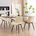 YOUNUOKE Dining Chairs Set of 2 Mid Century Modern Kitchen Chair Comfortable Upholstered Faux Leather Dinner Chairs for Kitchen Dining Room, Beige