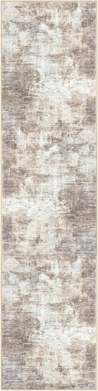 IOHOUZE Abstract Runner Rug 2x8 Ft Washable Runners for Hallways, Non Slip Kitchen Runner Printed Faux Wool Entryway Runner Indoor, Modern Abstract Floor Carpet for Hall Kitchen Bedroom, Beige Brown