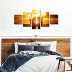 Elephant Stock Religion Wall Art Multi Piece Canvas - 5 Panel Christian Pictures Decor - Digital Design Canvas Print - Christian Wall Decor - 80" X 36"