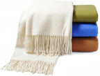 CUDDLE DREAMS Premium Cashmere Throw Blanket with Fringe, Luxuriously Soft (Ivory)