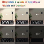 Peakeep Kids Digital Alarm Clock for Bedrooms, Date Day of Week Large Display Numbers 6 Brightness Dimmer, 5 Volume Loud for Heavy Sleepers, 8 RGB Colors Electric Desk Clock Battery Backup, Auto DST