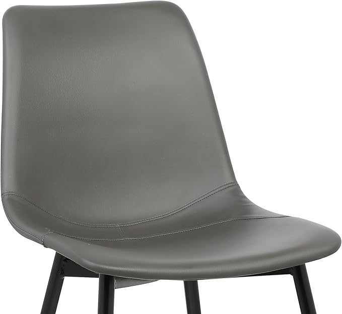 Armen Living Monte Mid Century Modern Dining Accent Chair for Table Kitchen Desk Vanity in Charcoal Gray Faux Leather with Black Metal Legs