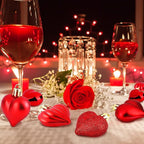 Elcoho 48 Pieces Valentine's Day Heart Shaped Baubles Hanging Heart Ornaments Valentines Tree Decorations for Valentines Day Ornaments Party Wedding Anniversary Decor, Red