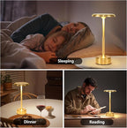 Portable Dimming Wireless Battery Operated Lamp, Rechargeable Cordless LED Table Lamps ，3-Levels Touch Sensor Light ，Nightstand Lamp/Bar/Restaurant Table/Outdoor/Coffee/Night Light (Gold)