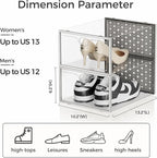 Pinkpum 15 Pack X-Large Shoe Storage Boxes Fit Size 11, Shoe Organizer for Closet Clear Plastic Stackable Shoe Dispaly Case Bins Holder, Sneaker Storage for Sneakerheads Grey