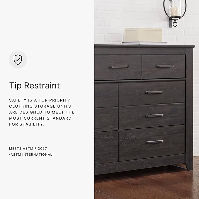Signature Design by Ashley Brinxton Urban Contemporary 7 Drawer Dresser, Charcoal
