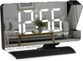 Amgico Projection Alarm Clock,Digital Clock with Projection,7.3" Mirror Clock with 180°Rotating Projector,Dual Alarm with 3 Mode,Bright Adjust,DST,Snooze,Charging Port,5 Levels Volume for Desk Teens