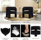 COLAMY Modern Accent Chair Set of 2, Velvet Accent Chairs, Upholstered Barrel Chairs with Solid Wood Legs, Comfy Side Chair for Living Room, Bedroom, Reading, Cozy Reading Chair,Black