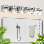 Vanity Light for Bathroom, 38" Farmhouse Bathroom Light Fixtures Over Mirror, 6 Light Vanity Lights with Clear Glass Shade, Modern Wall Lamps for Bedroom, Hallway