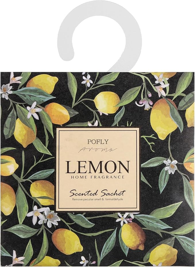12 Pack Large Lemon Scented Sachets – Hanging Closet & Drawer Deodorizer & Air Freshener, Long-Lasting Aroma