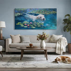 Dog Monet Wall Art with - Large Canvas Wall Art for Bedroom - Framed Landscape Pictures Decor - Classic Vintage Artwork for Living Room, Bedroom, or Office Paintings Wall Decor 29×58IN
