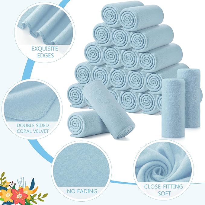 Shimeyao 24 Packs Fleece Throw Blanket Soft Warm Lightweight Fleece Blanket Cozy Throw Bulk for Bed Couch Sofa Home Office Wedding Gifts Suitable for Seasons, 50 x 60 Inches(Powder Blue)