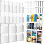 Thyle Acrylic Brochure Pamphlet Holder with 6 Magazine & 12 Pamphlet Slots, Clear Magazine Display Rack, Wall-Mounted Literature Organizer for Home and Office Waiting Room