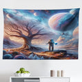 Ambesonne Space Tapestry, Lonely Astronaut in a Surreal Planet Pastel Celestial Forms Dried Tree, Fabric Wall Hanging Decor for Bedroom Living Room Dorm, 45" X 30", Blue Pale Orange Mauve