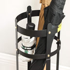 SONGMICS Umbrella Stand, Steel Round Umbrella Holder Rack, 7.7 x 7.7 x 21.7 Inches, with Detachable Drip Tray, for Entryway, Office, Stable, Assembly Required, Matte Black ULUC28BK