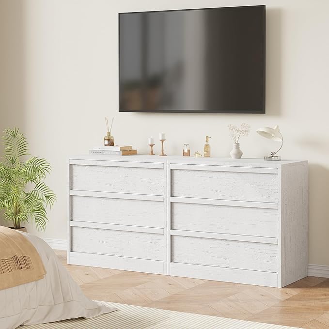 GarveeHome 3 Drawer Dresser for Bedroom, White Nightstand 3 Chest of Drawers with Large Storage, Small Modern Bedside End Table for Living Room, Nursery, Entryway