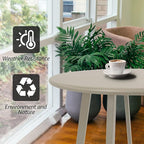 Outdoor Side Table - Weather Resistant Patio Table, Round Metal Steel, Waterproof End Table for Garden, Balcony, Yard, Grey White