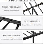 SHA CERLIN Queen Size Bed Frame and Headboard,Metal Bed Frame with Butterfly Pattern Design Headboard & Footboard,No Box Spring Needed,Easy Assembly,Black