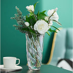 9.4" High Colorful Glass Vase,Elegant Spiral Decorative Centerpiece for Home, Office,Wedding, Stylish Glass Flower Vase