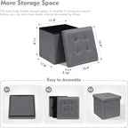 B FSOBEIIALEO Storage Ottoman Cube Foldable Footrest, Chest & Seat for Living Room, Nursery, Bedroom 12.6 Inch Cube (Linen Grey)