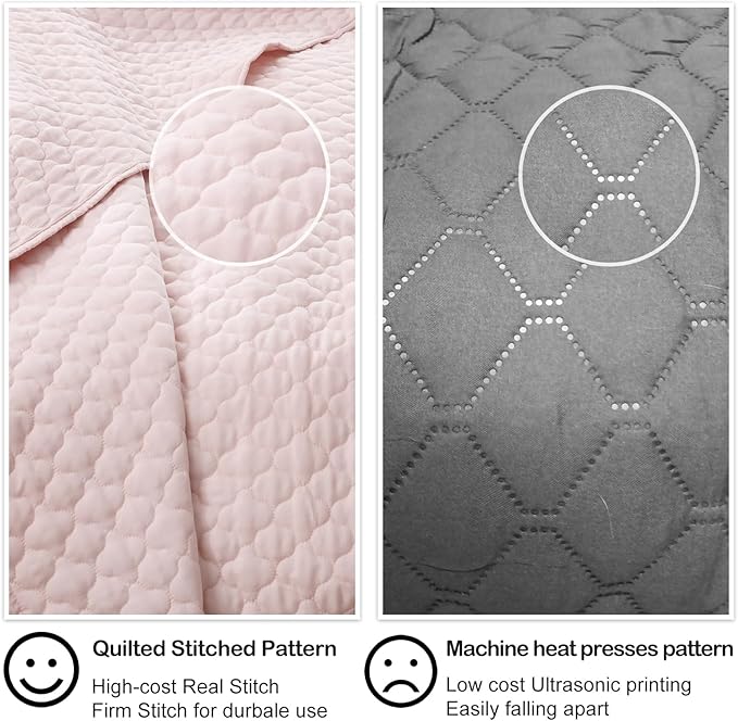 HORIMOTE HOME Quilt Twin Size Light Pink, Lightweight Quilt for Summer Ultra-Soft Microfiber Modern Style Quilted Clouds Pattern Bedspread Quit Set 2 Pieces (1 Quilt and 1 Pillow Sham)