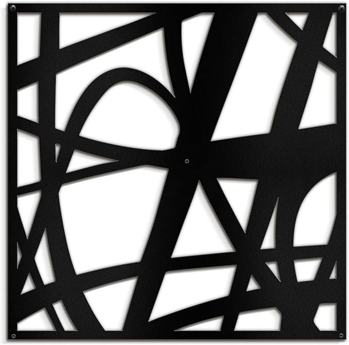 SIGNLEADER Metal Wall Art Decor Abstract Black Stroke Lines Minimalist Modern Abstract Wall Sculpture Hangings Home Decoration for Living Room, Bedroom, Bathroom, Kitchen, Outdoor - 18" Black
