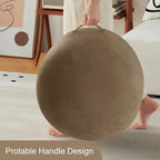 MeMoreCool Round Stuffed Pouf Ottoman Foot Rest, Floor Pouf Foot Stool with Soft Foam Chunk Filling, Small Round Ottoman Footstool Circle Footrest for Living Room, Light Coffee
