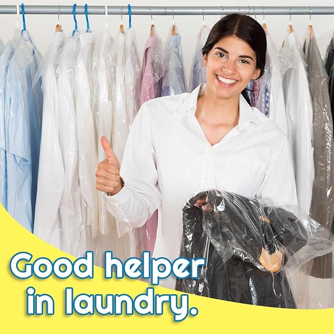 Patelai 120 Pcs 72 Inch Long Dry Cleaning Bags for Clothes Dress Clear Garment Bags for Hanging Clothes Plastic Storage Cover Transparent Dust Cover for Laundrette Suits Wedding Gowns Coats Uniforms