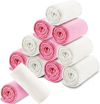 Newwiee 24 Pcs Fleece Throw Blankets Bulk 50'' x 60'' Oeko-tex Standard 100 Certified Spring Outdoor Wedding Guest Blankets Lightweight for Sleepover Donation Lap Pet Sofa Home (Light Pink/White)