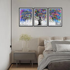 Novatique Tree of Life Wall Art Tree Graffiti Canvas Wall Art Forest Picture Posters Artwork Abstract Graffiti Art Painting for Bedroom Bathroom,12" x 16" x 3Pcs
