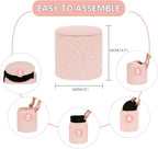 13" Foldable Boucle Round Storage Ottoman,Space-Saving Footrest/Seating/Coffee Table for Small Apartments,Dorms & Bedrooms-Pink
