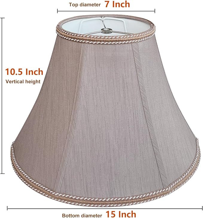 TOOTOO STAR 7" x 15" x 10.5" Fabric Lamp Shade, Royal Style Spider Lampshade, Home Decor Brown Bell Lampshade for Floor Lamp Table Lamp