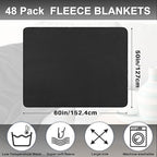 Newwiee 48 Pcs Fleece Throw Blankets Bulk 50'' x 60'' Oeko-tex Standard 100 Certified Spring Outdoor Wedding Guest Blankets Lightweight for Sleepover Donation Lap Pet Sofa Home (Black)