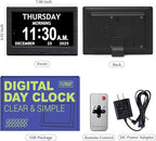 7'' Dementia Clock For Seniors, Large Display Digital Clock With Date, Time, Day Of Week for Elderly, Alzheimer, 1024*600P HD, 10 Reminders & 7 Alarms, Auto Dimming & DST, Remote Control, Woodgrain
