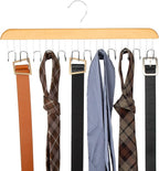Amazon Basics Wooden Belt Hanger - Natural (Pack of 18)