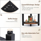 Shower Stool - Corner Bench Seat with HDPE Waterproof Shaving Legs, Baffle Storage Shelf, Indoor/Outdoor Use, Black