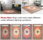 Keen Home Design 6x9 Rug - Machine Washable Area Rug with Non-Slip Backing, Ideal for Living Room, Dining Room, Bedroom - Vintage, Easy Clean, Durable, Low Pile Rug - (6' x 9')