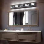 SOLFART Black Bathroom Vanity Lights Over Mirror Dimmable LED Modern Black Bathroom Lighting Bath Wall Lighting S8568 (5 Lights)