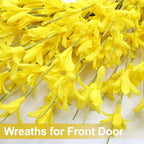 26 Inch Spring Wreaths for Front Door Large Spring Door Wreath Easter Valentines Wild Floral Summer Wreaths Outside All Season for Farmhouse Porch Wall Wedding Living Room Home Decor(Yellow)