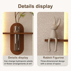 LED Sandstone Wall Decor, 3D Wall Art Sculpture, Simulated Green Plants, Glass Vase & Rabbit Statue, Remote Control 3 Color Light, for Living Room, Bedroom, Hallway(Light Coffee,41.3 * 23.6in)