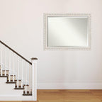 Amanti Art White Wall Mirror 36x46 Opera Off White Rectangle Bathroom Mirror for Wall Decor Living Room, X-Large Traditional Wood Frame, Hangs Horizonally and Vertically, Bathroom Decor, Beveled Edge