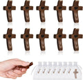 Handmade 10Pcs Wooden Cross Fidget Bulk with Organza Bags - Stress Relief Pocket Cross My Heart for Christian, Pocket Prayer Cross, Religious Easter Day Gifts
