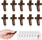 Handmade 10Pcs Wooden Cross Fidget Bulk with Organza Bags - Stress Relief Pocket Cross My Heart for Christian, Pocket Prayer Cross, Religious Easter Day Gifts