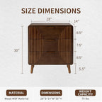 COSIEST Walnut Accent Cabinet with 3 Drawers, Sideboard Buffet Cabinet for Entryway, Living Room, Bedroom (Brown, Stripe Pattern)