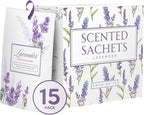 15 Pack Lavender Sachets for Drawers and Closets, Scented Sachets for Drawers, Closet Freshener Sachet for Drawers to Refresh Any Space, Lavender Sachet Bags, Scented Drawer Fresheners for Dresser