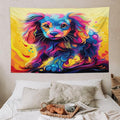 VUMIVI Colorful Cute Dog Tapestry Rainbow-Hued Oil Painting Pet-Themed Abstract Art Print Tapestry Wall Hanging for Living Room Bedroom Dorm Classroom Aesthetic Decor W60xL40in