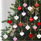 48 Pieces Valentine Heart Baubles Ornaments Valentine's Day Heart Shaped Ornaments for Decoration or Wedding Anniversary Party Supplies, 4 Colors in 8 Styles